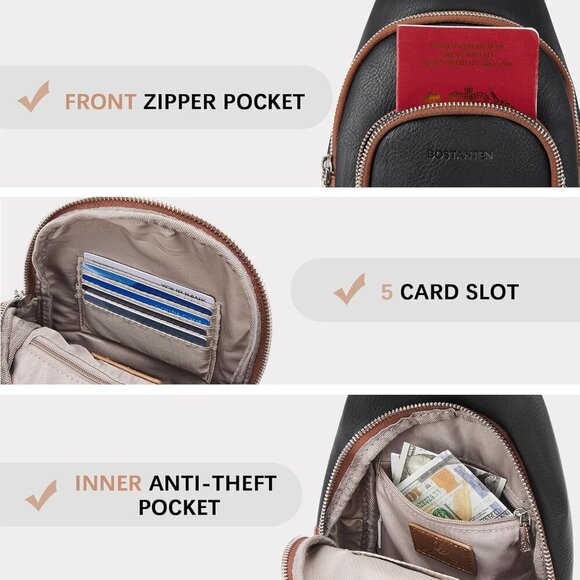 Sling Bag for Women Crossbody Purse Crossbody Bag Leather Chest Bag with Adjusta - Picture 5 of 8